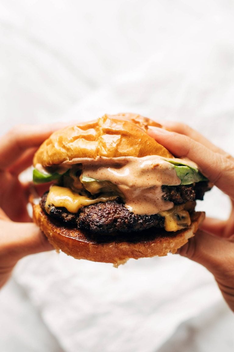 Smash burger with house sauce.