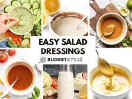 A collage of salad dressings.