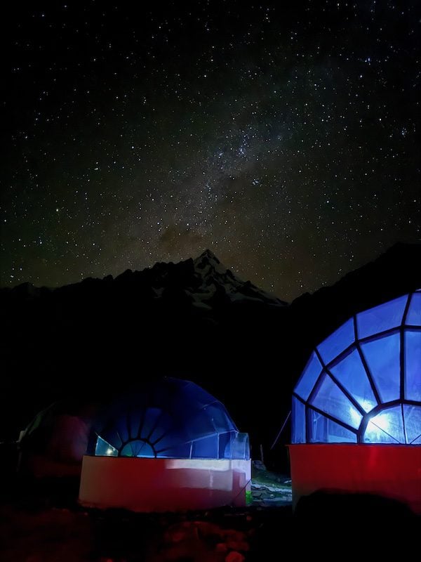 Glass domes and a beautiful night sky along the trail