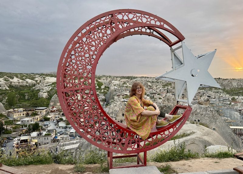 Writer Jennifer Bain at the sunset viewpoint in Göreme