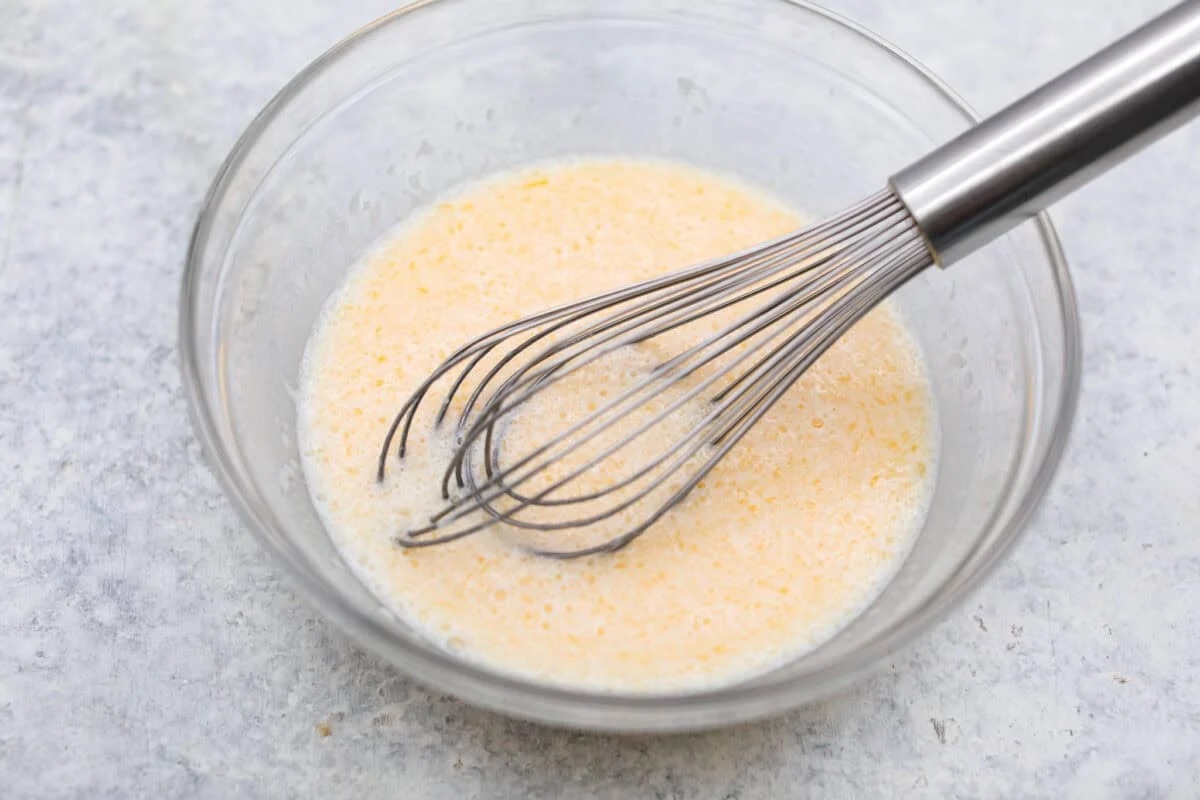 Wet ingredients mixed together. 