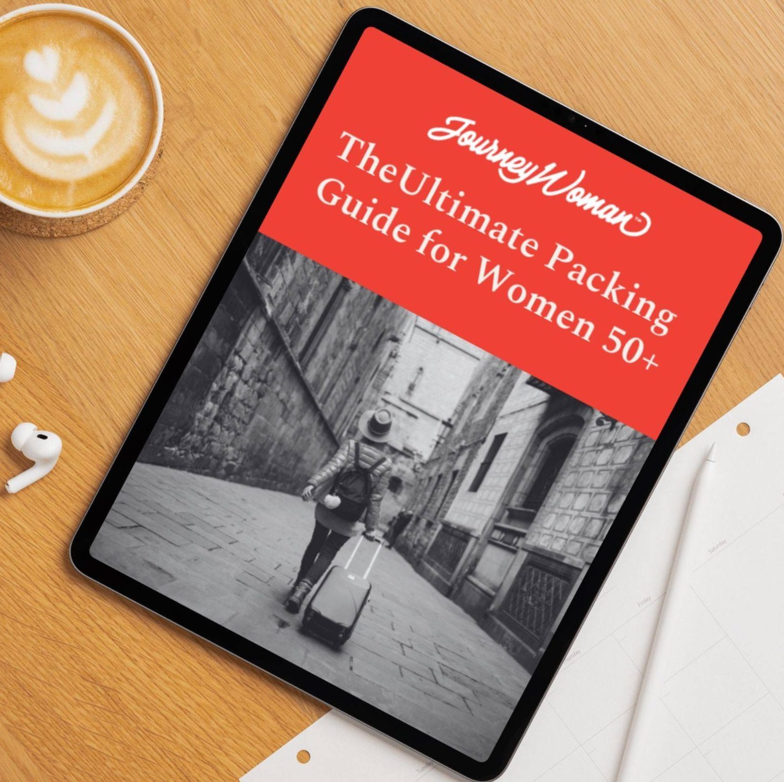 JourneyWoman Ultimate Packing Guide as seen on a tablet