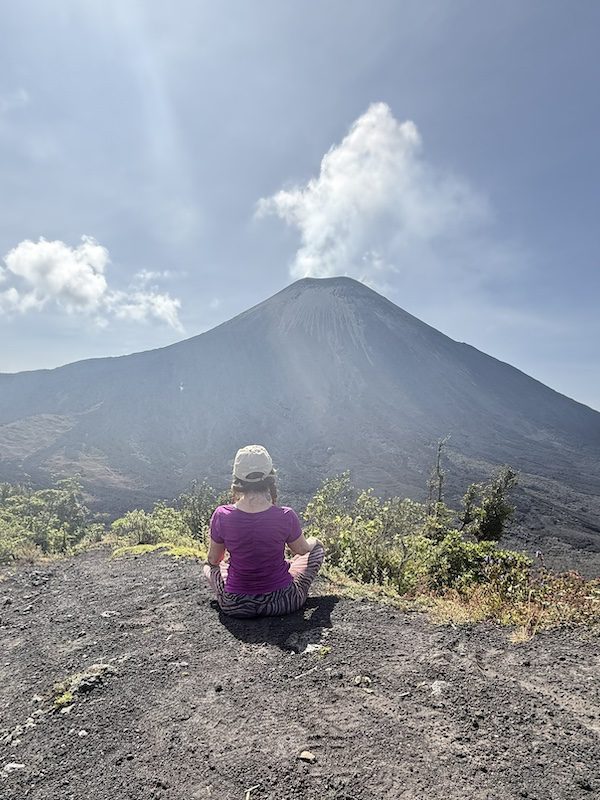 Taking a break during the Pacaya Volcano hike