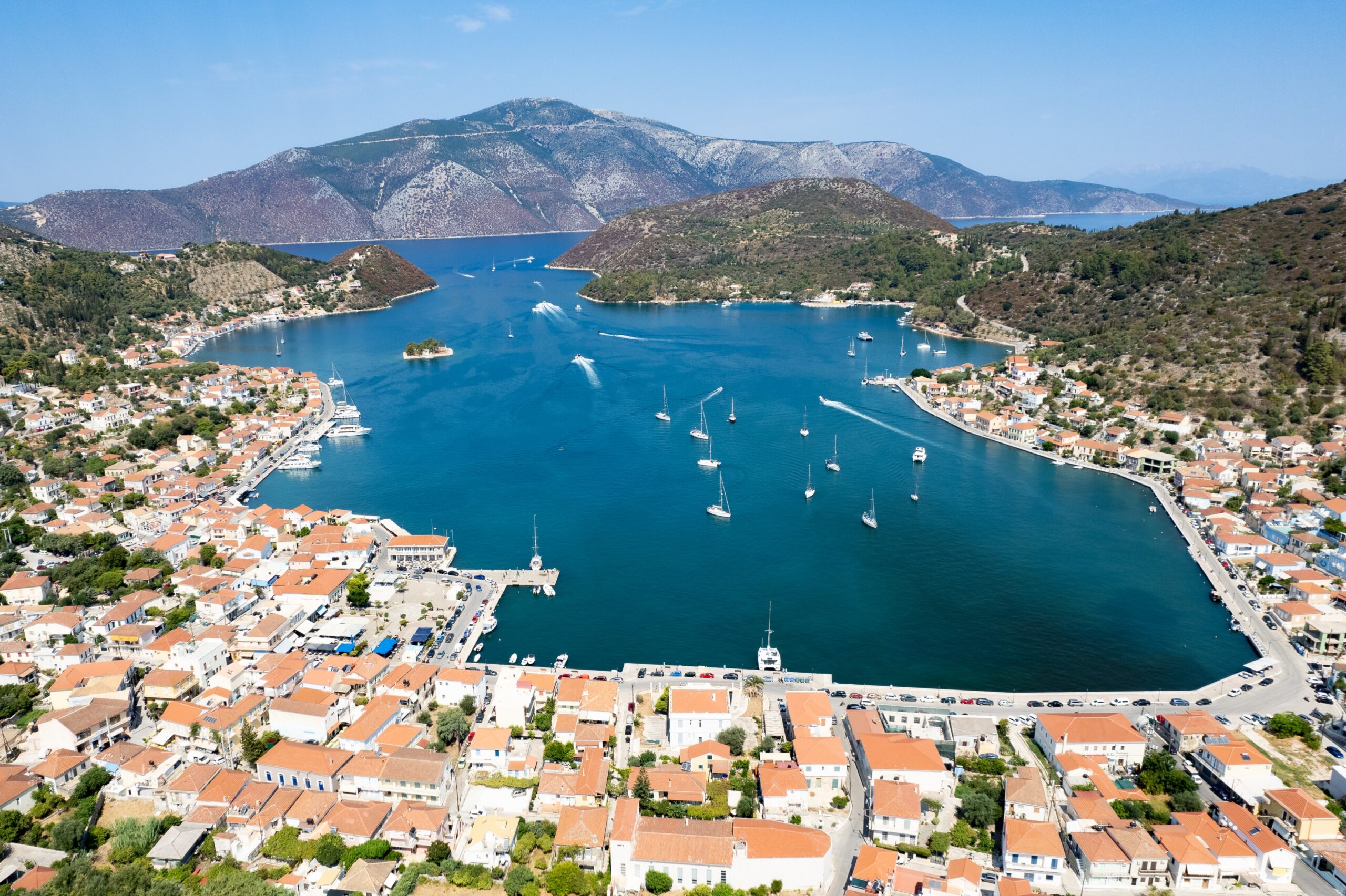 the main harbour of Ithaca Greece home of Odysseus movie books
