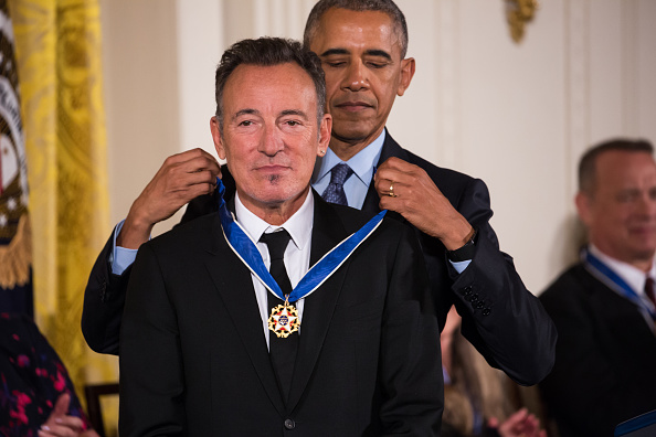 President Barack Obama awards the Presidential Medal of Freedom to singer-songwriter Bruce Springsteen