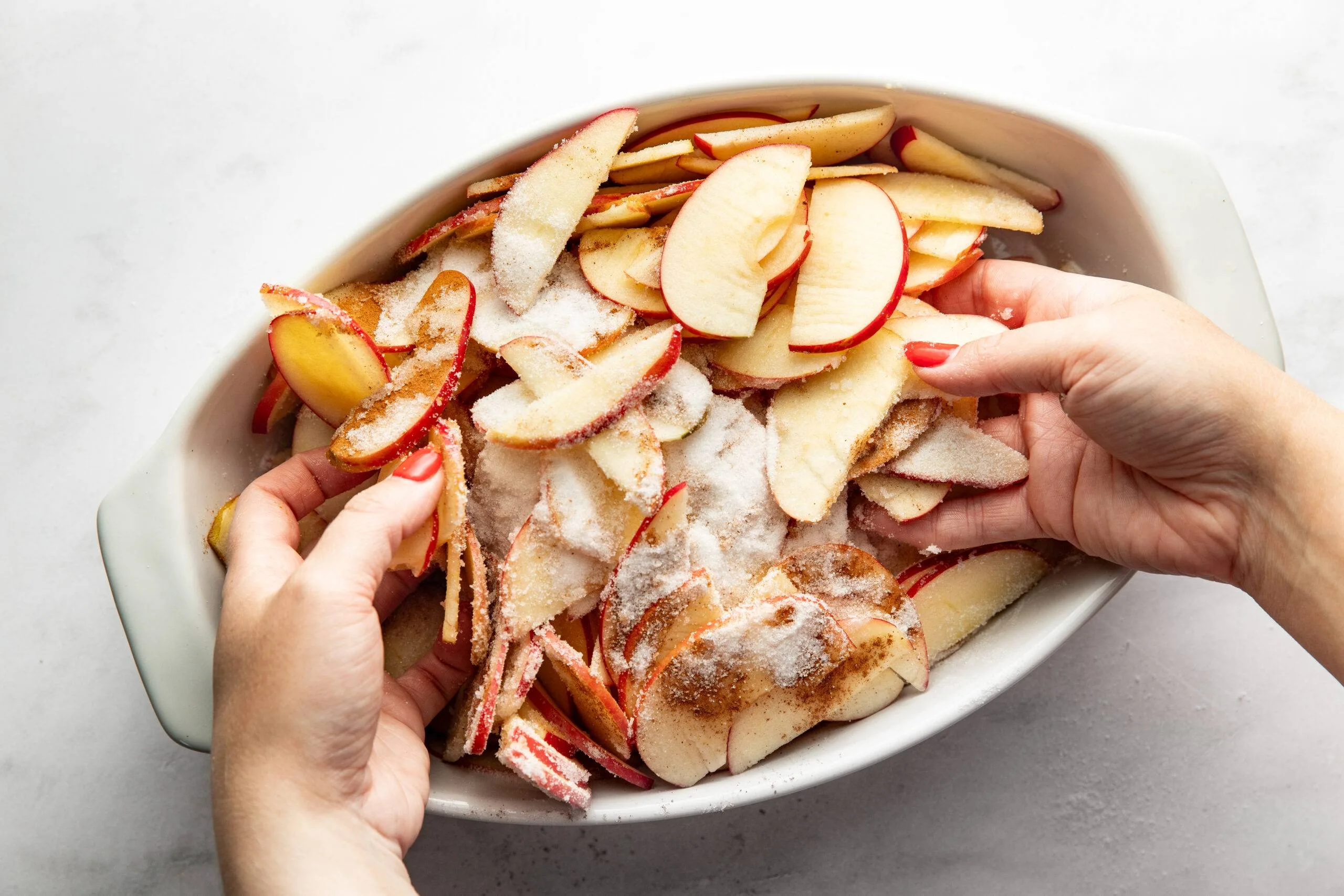 Sliced apples in a 