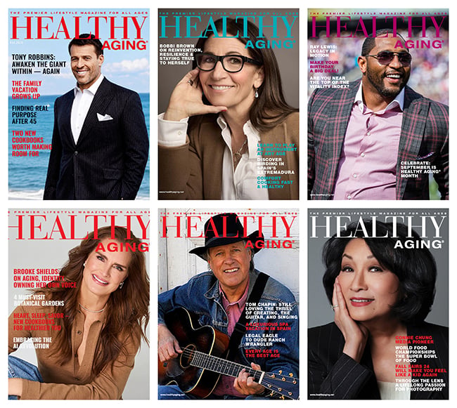 Healthy aging magazine covers montage 2026 650