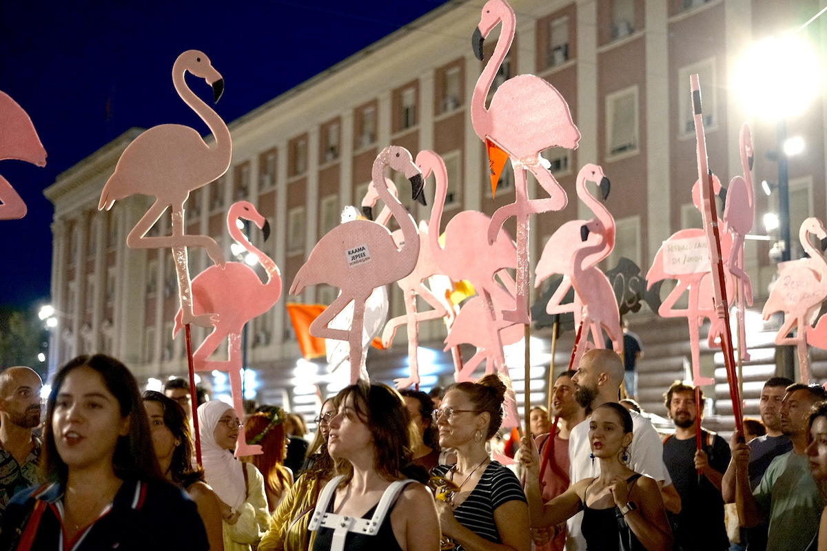 Protesters in Albania part of Flamingo c