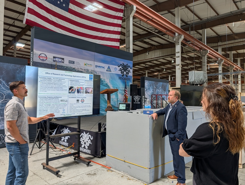 Aaron Auger, the Office of Naval Research (ONR) Global science advisor to Navy Expeditionary Forces (CNEF), visits (NAVFAC EXWC)