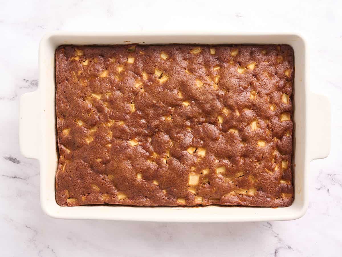 A freshly baked apple spice cake.
