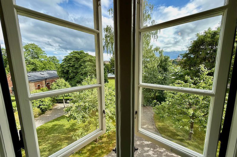Open windows brought fresh air and birdsong into my room at Hotel Skeppsholmen